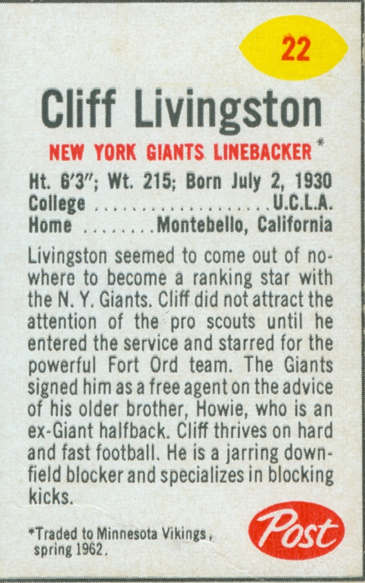 Cliff Livingston Post Toasties 8 oz. 22 V2